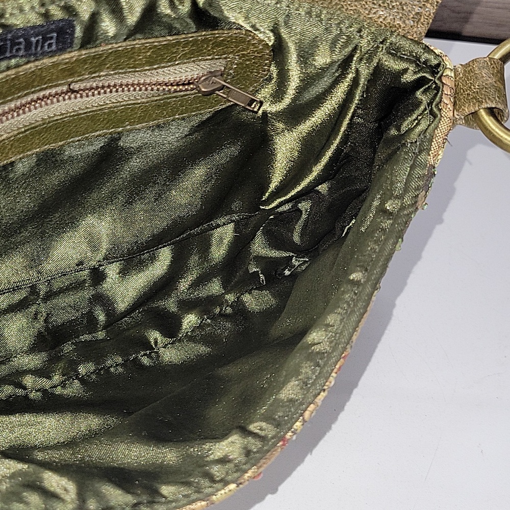 Christina Beaded Olive Green Embellished Shoulder Bag - Picture 12 of 14